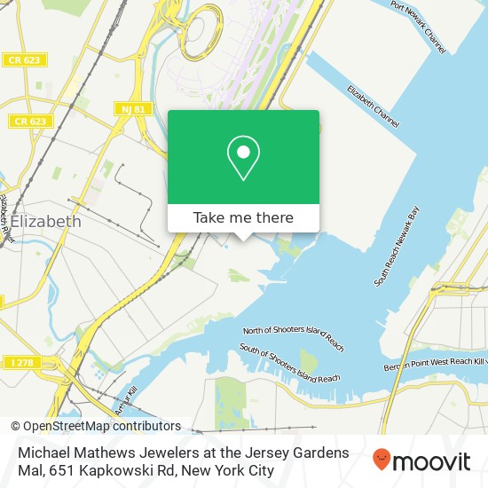 Mapa de Michael Mathews Jewelers at the Jersey Gardens Mal, 651 Kapkowski Rd