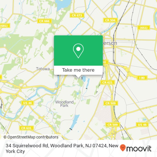 Mapa de 34 Squirrelwood Rd, Woodland Park, NJ 07424
