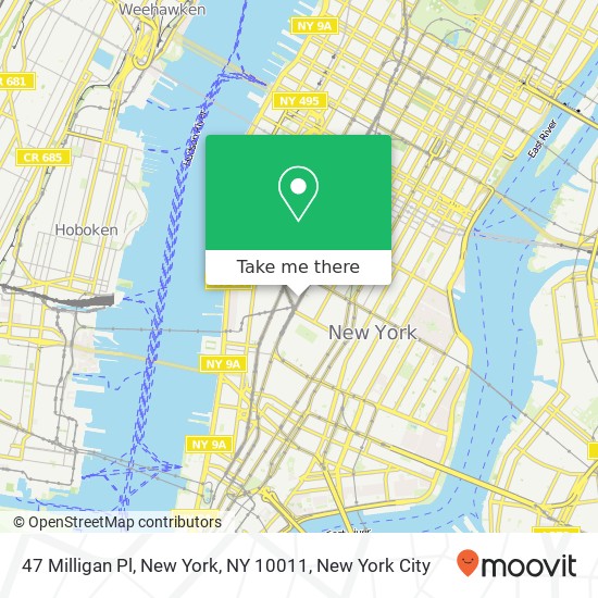 Mapa de 47 Milligan Pl, New York, NY 10011
