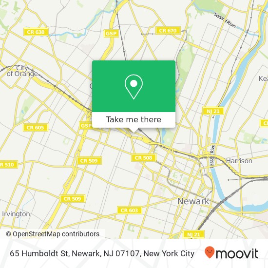 Mapa de 65 Humboldt St, Newark, NJ 07107