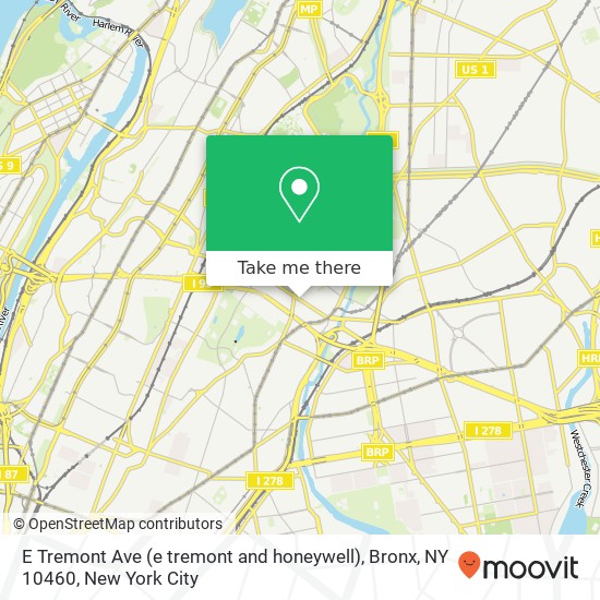 Mapa de E Tremont Ave (e tremont and honeywell), Bronx, NY 10460