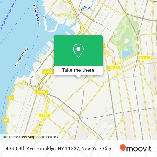 Mapa de 4340 9th Ave, Brooklyn, NY 11232