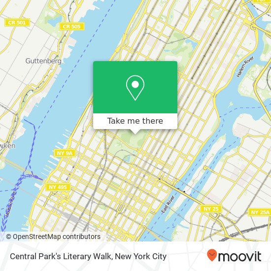Central Park's Literary Walk map