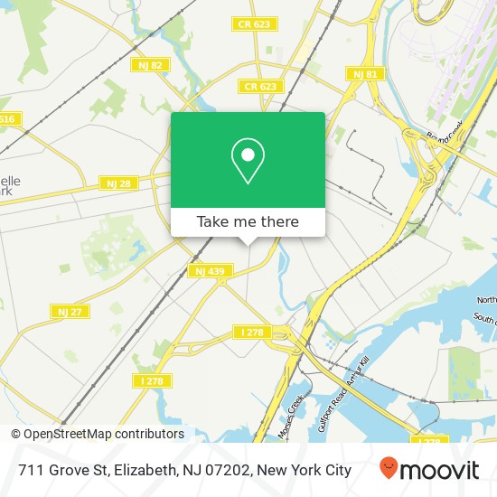 Mapa de 711 Grove St, Elizabeth, NJ 07202