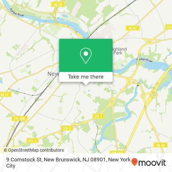 Mapa de 9 Comstock St, New Brunswick, NJ 08901