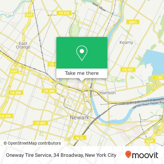 Oneway Tire Service, 34 Broadway map