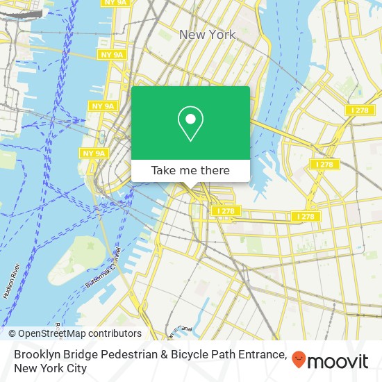 Mapa de Brooklyn Bridge Pedestrian & Bicycle Path Entrance