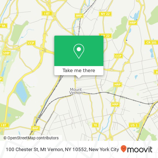 Mapa de 100 Chester St, Mt Vernon, NY 10552