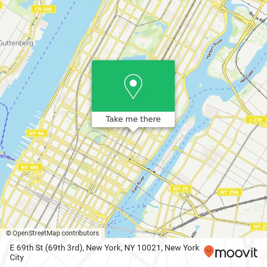 Mapa de E 69th St (69th 3rd), New York, NY 10021