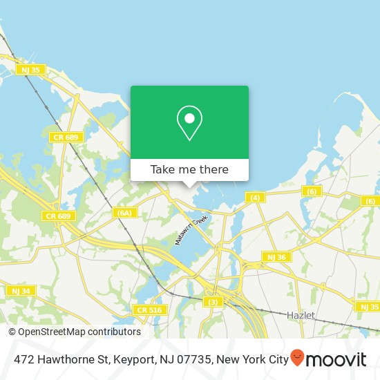 Mapa de 472 Hawthorne St, Keyport, NJ 07735