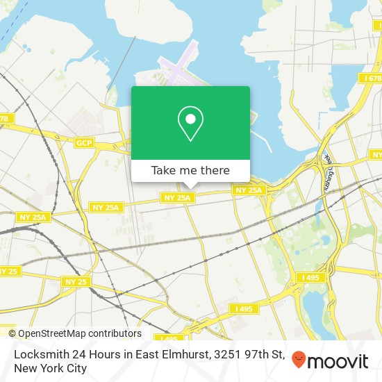 Mapa de Locksmith 24 Hours in East Elmhurst, 3251 97th St