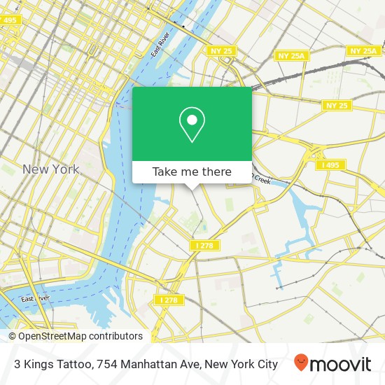 Mapa de 3 Kings Tattoo, 754 Manhattan Ave