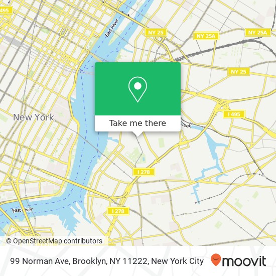 Mapa de 99 Norman Ave, Brooklyn, NY 11222