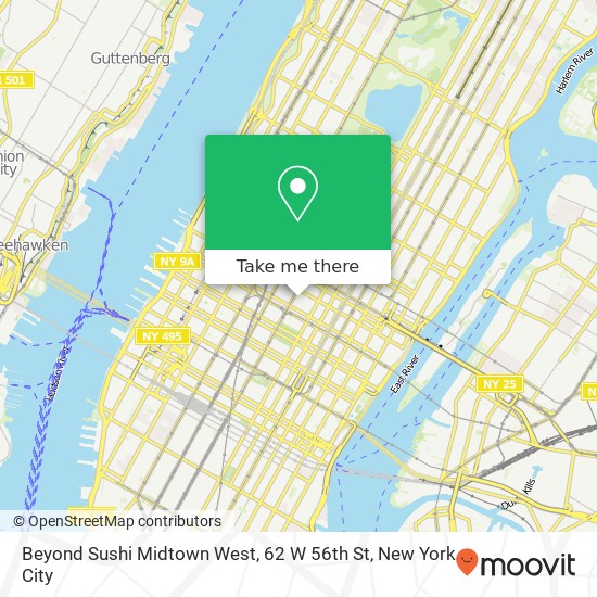 Mapa de Beyond Sushi Midtown West, 62 W 56th St