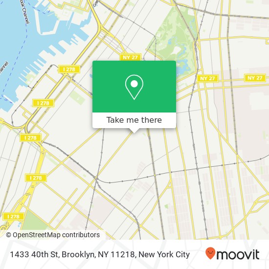 Mapa de 1433 40th St, Brooklyn, NY 11218