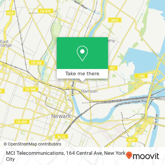 Mapa de MCI Telecommunications, 164 Central Ave