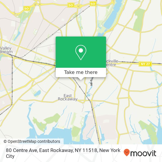 Mapa de 80 Centre Ave, East Rockaway, NY 11518