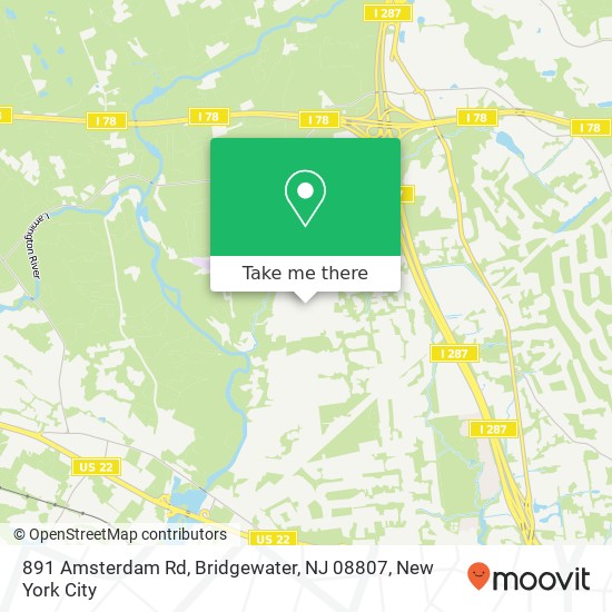 Mapa de 891 Amsterdam Rd, Bridgewater, NJ 08807