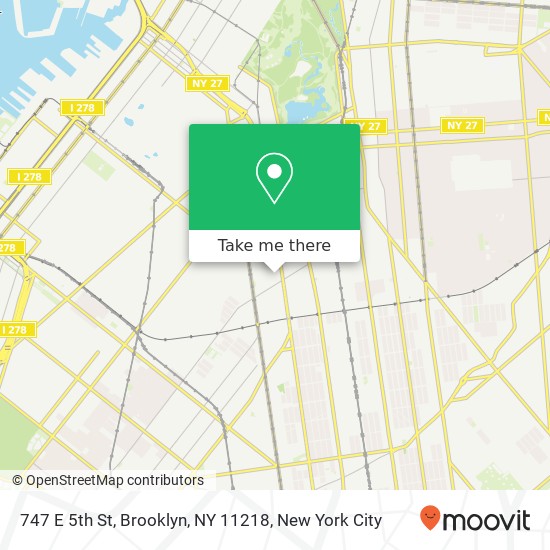 Mapa de 747 E 5th St, Brooklyn, NY 11218