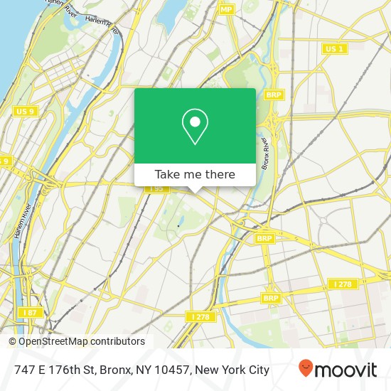 Mapa de 747 E 176th St, Bronx, NY 10457