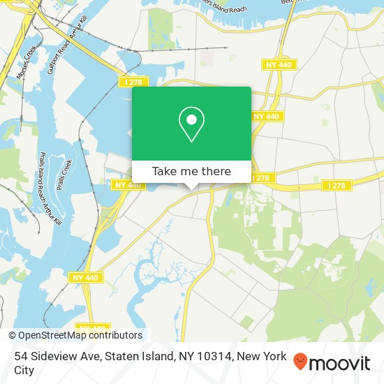 Mapa de 54 Sideview Ave, Staten Island, NY 10314