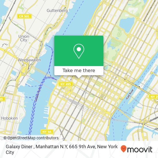 Mapa de Galaxy Diner , Manhattan N.Y, 665 9th Ave