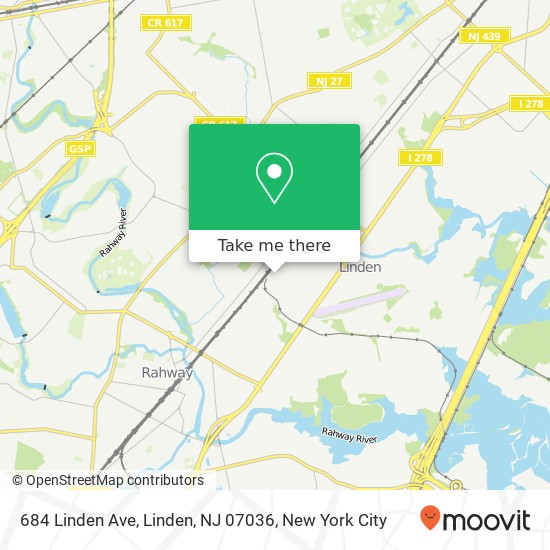 Mapa de 684 Linden Ave, Linden, NJ 07036