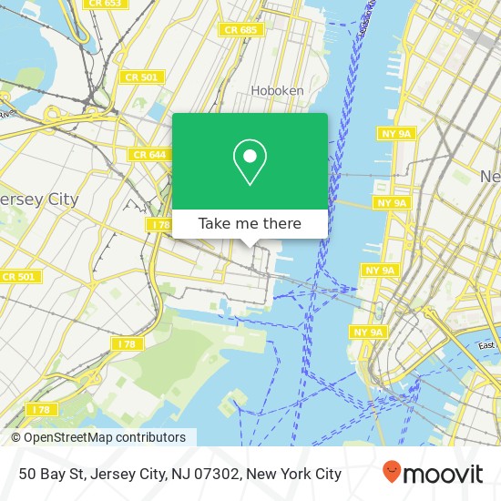 Mapa de 50 Bay St, Jersey City, NJ 07302