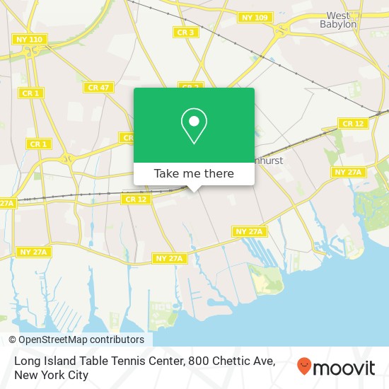 Mapa de Long Island Table Tennis Center, 800 Chettic Ave