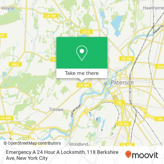 Mapa de Emergency A 24 Hour A Locksmith, 118 Berkshire Ave