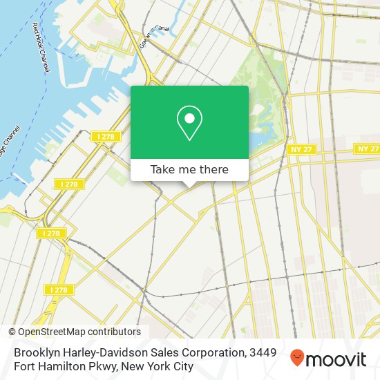 Mapa de Brooklyn Harley-Davidson Sales Corporation, 3449 Fort Hamilton Pkwy