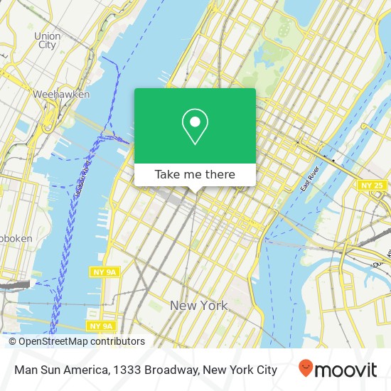 Mapa de Man Sun America, 1333 Broadway
