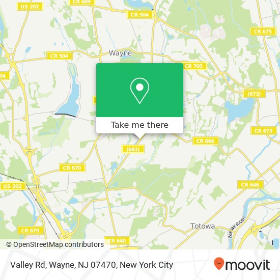 Mapa de Valley Rd, Wayne, NJ 07470