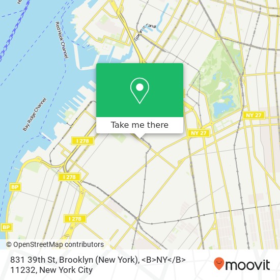 Mapa de 831 39th St, Brooklyn (New York), <B>NY< / B> 11232