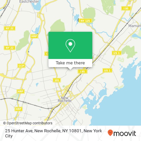 Mapa de 25 Hunter Ave, New Rochelle, NY 10801