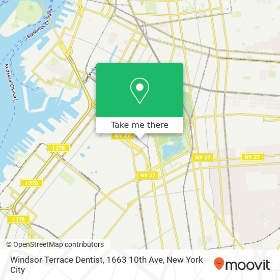 Mapa de Windsor Terrace Dentist, 1663 10th Ave