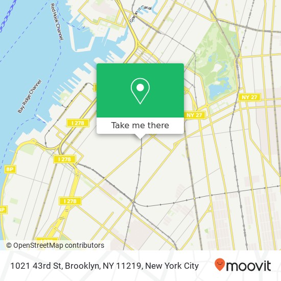 Mapa de 1021 43rd St, Brooklyn, NY 11219