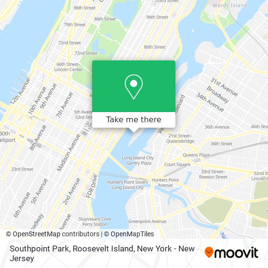 Southpoint Park, Roosevelt Island map