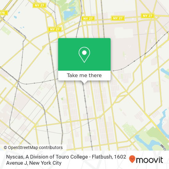 Nyscas, A Division of Touro College - Flatbush, 1602 Avenue J map