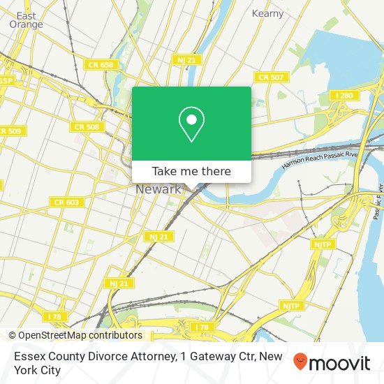 Mapa de Essex County Divorce Attorney, 1 Gateway Ctr