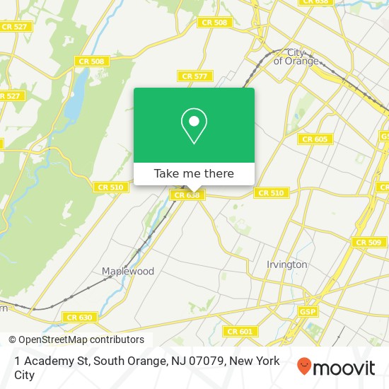 Mapa de 1 Academy St, South Orange, NJ 07079