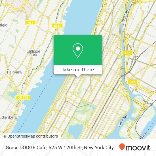 Mapa de Grace DODGE Cafe, 525 W 120th St