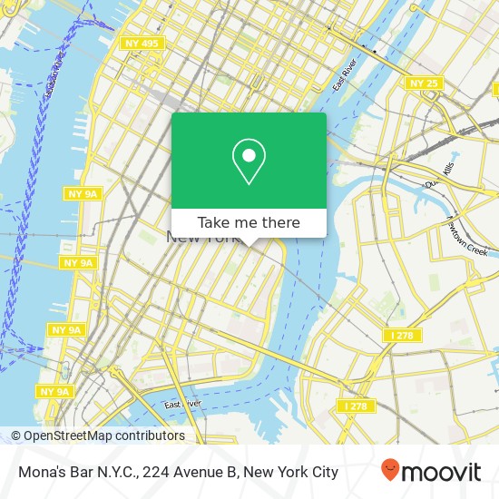 Mapa de Mona's Bar N.Y.C., 224 Avenue B