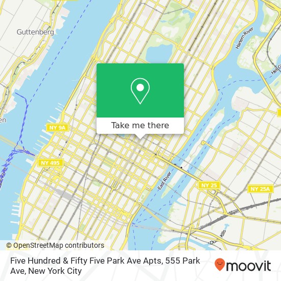 Mapa de Five Hundred & Fifty Five Park Ave Apts, 555 Park Ave