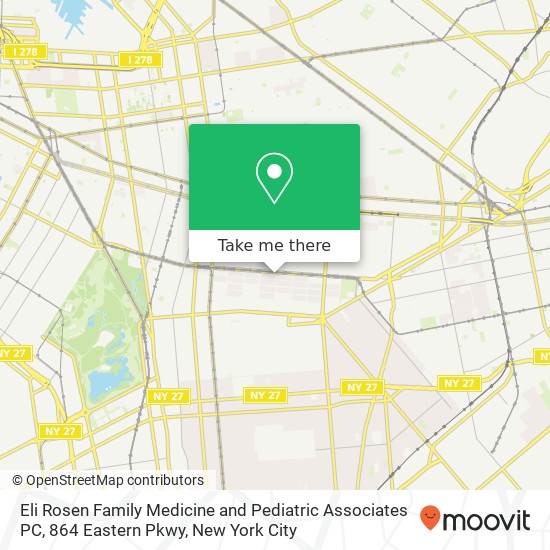 Mapa de Eli Rosen Family Medicine and Pediatric Associates PC, 864 Eastern Pkwy