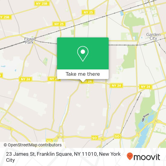 Mapa de 23 James St, Franklin Square, NY 11010