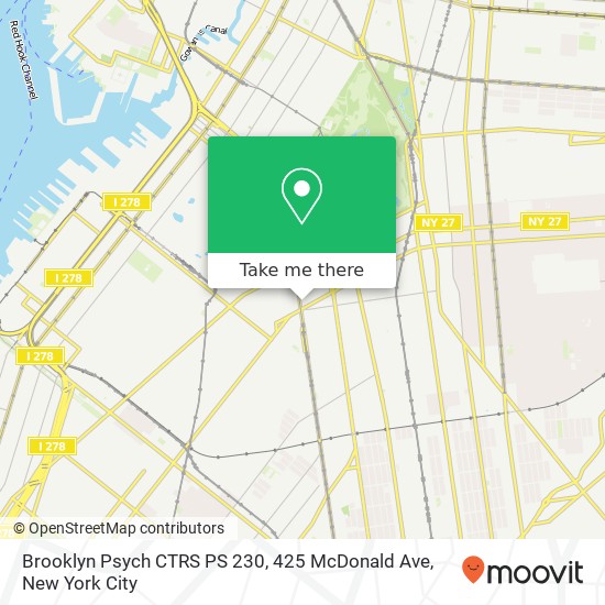 Mapa de Brooklyn Psych CTRS PS 230, 425 McDonald Ave