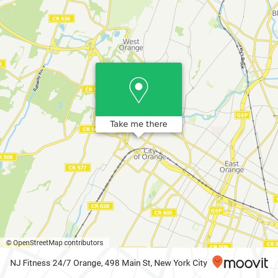 Mapa de NJ Fitness 24 / 7 Orange, 498 Main St
