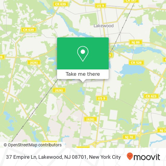 Mapa de 37 Empire Ln, Lakewood, NJ 08701