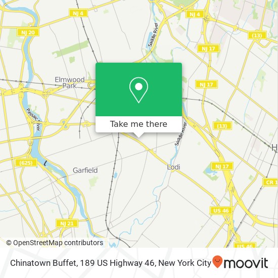 Mapa de Chinatown Buffet, 189 US Highway 46